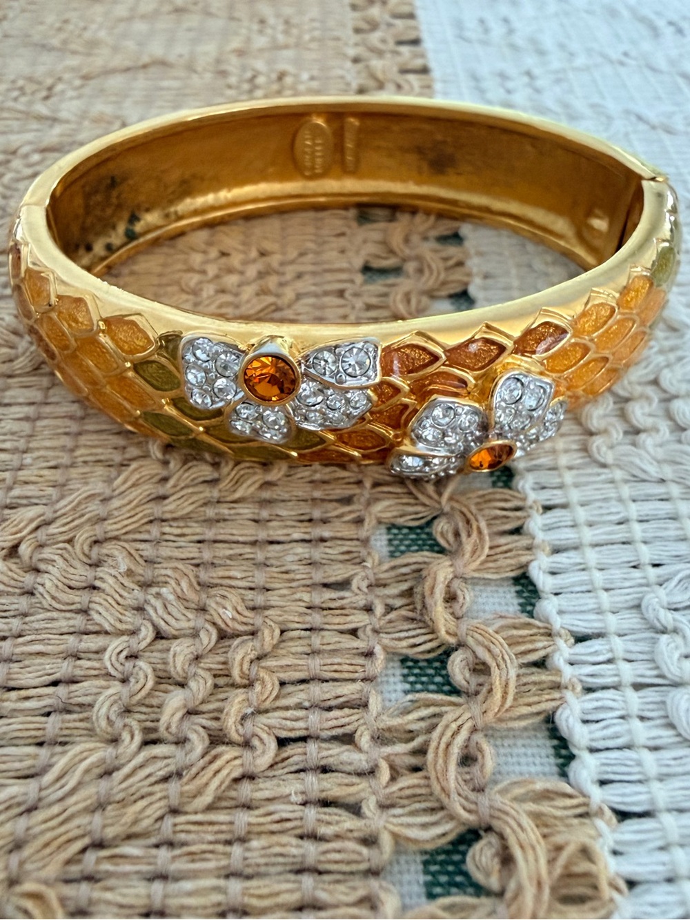 Nolan Miller Floral Crystal Accent Bangle Bracelet